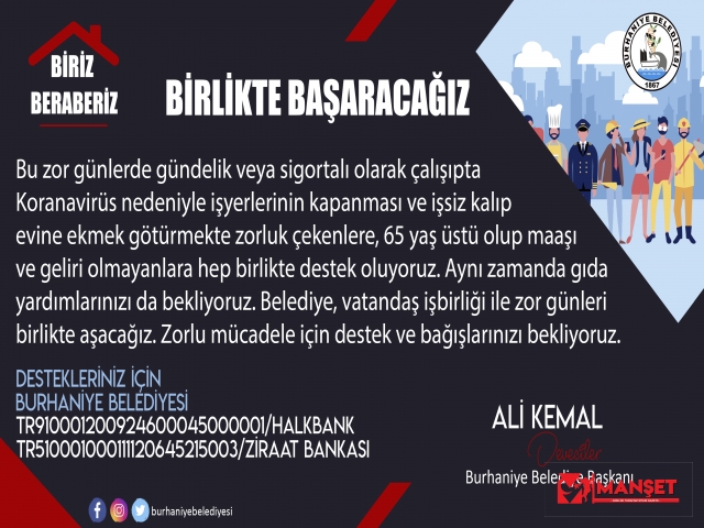 BURHANİYE’DE, BELEDİYE VATANDAŞ ELE ELE BAĞIŞ KAMPANYASI