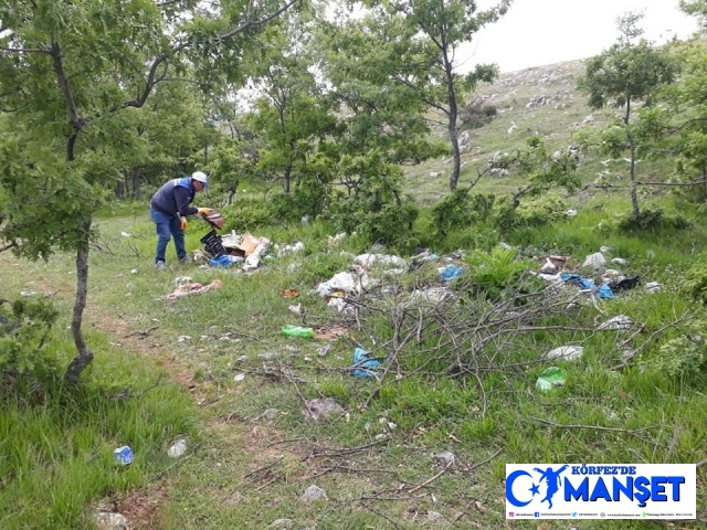 Doğaya gelişi güzel atılan evsel atıklar toplanıyor