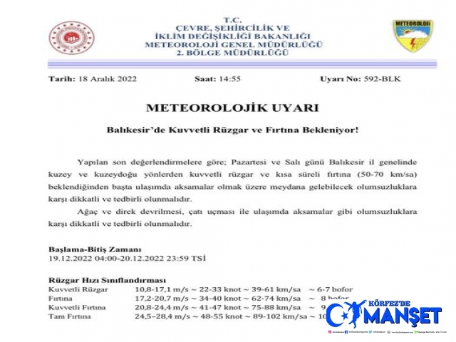 METEOROLOJİK UYARI