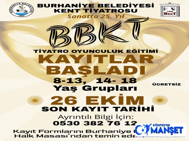 BBKT’NİN TİYATRO OYUNCULUK EĞİTİMİ KAYITLARI BAŞLADI