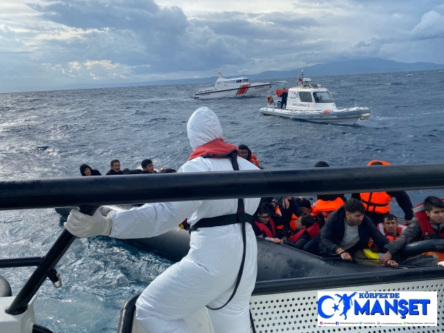 AYVALIK’TA TÜRK KARASULARINA İTİLEN 45 DÜZENSİZ GÖÇMEN KURTARILDI