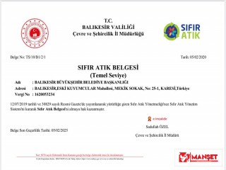 BÜYÜKŞEHİR’E SIFIR ATIK BELGESİ