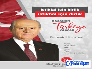 Balıkesir MHP il kongresi 15 Kasım'da